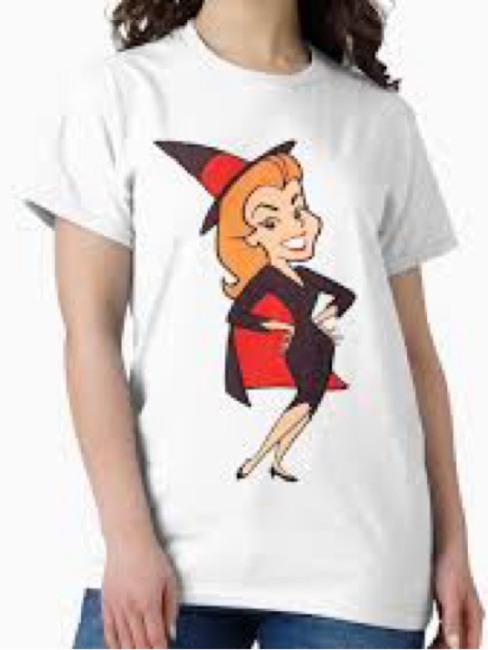 White Graphic Short Sleeve Tee with Red Cartoon Accent